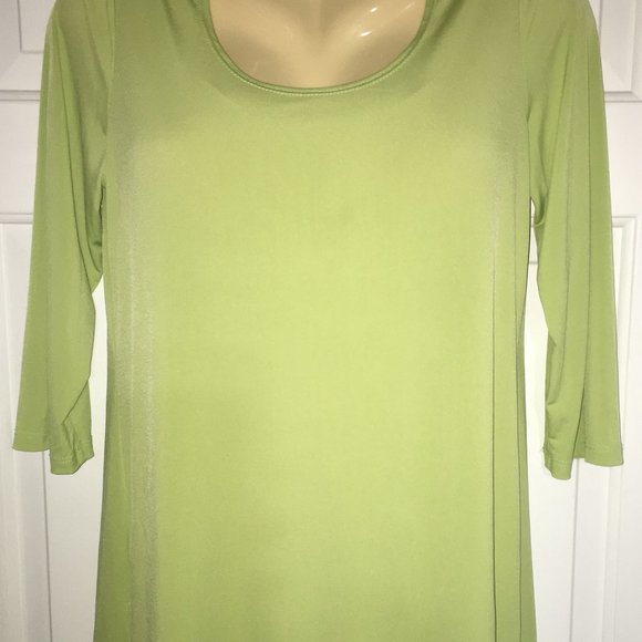 SLINKY BRAND 3/4 Length Sleeve Lime Green Knit Tunic Top Size Medium - Picture 1 of 5